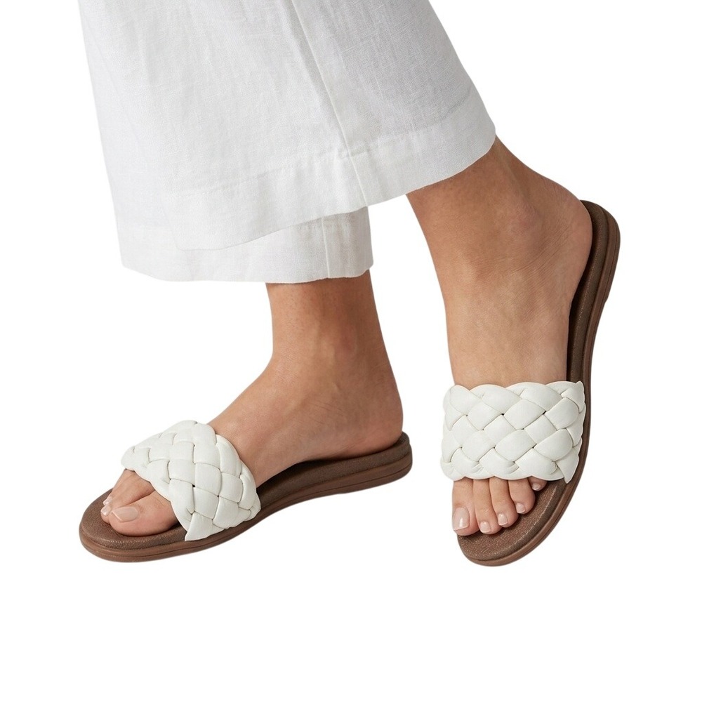 Natural Reflections Women's Size 10 White Braided Slide‎ Slip-On Summer Sandals
